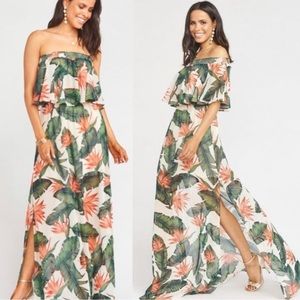 Show Me Your MuMu NWT Hacienda Maxi Dress in Paradise Found Chiffon, Tropical